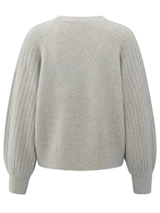 YAYA Rib mixed sweater ls