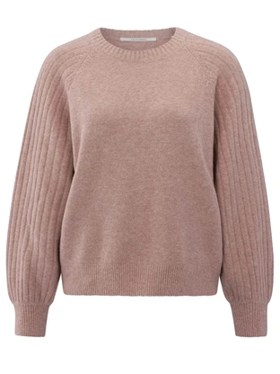 YAYA Rib mixed sweater ls
