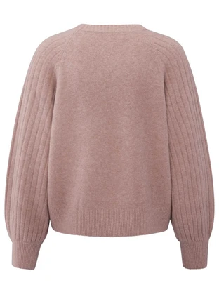 YAYA Rib mixed sweater ls