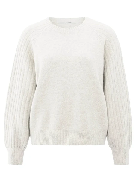 YAYA Rib mixed sweater ls