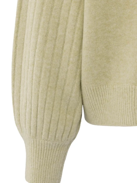 YAYA Rib mixed sweater ls