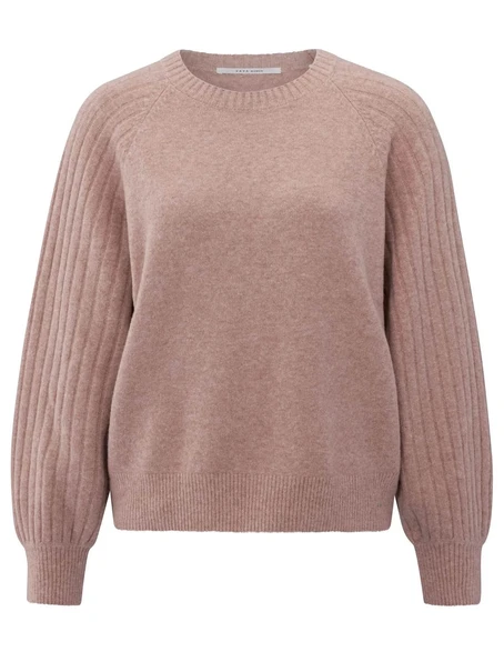 YAYA Rib mixed sweater ls