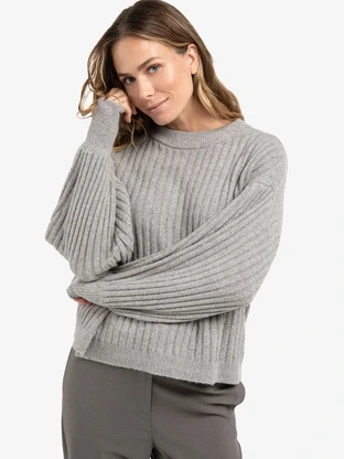 YAYA Ribbed sweater with round neck