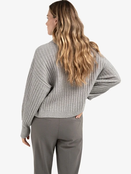 YAYA Ribbed sweater with round neck