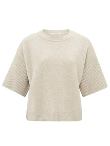 YAYA Round neck sweater with rib sl