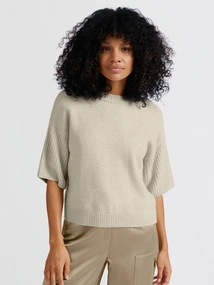 YAYA Round neck sweater with rib sl