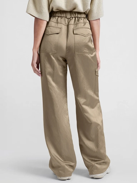 YAYA Satin wide leg trousers with c