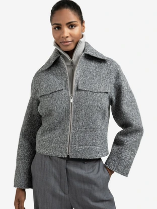 YAYA Short oversized boucle jacket