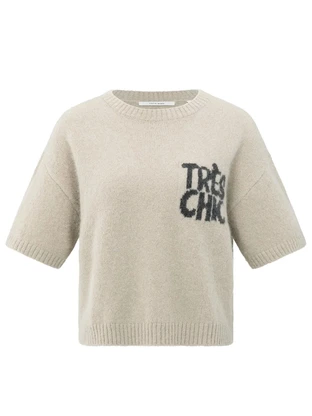 YAYA Short sleeve sweater with artw
