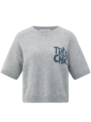 YAYA Short sleeve sweater with artw