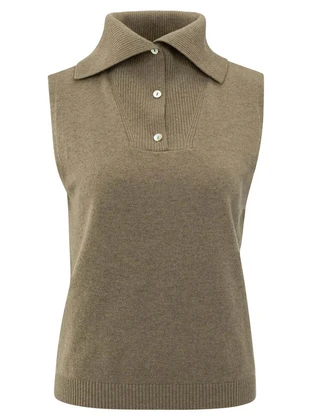YAYA Sleeveless sweater with collar