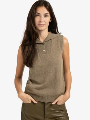 YAYA Sleeveless sweater with collar