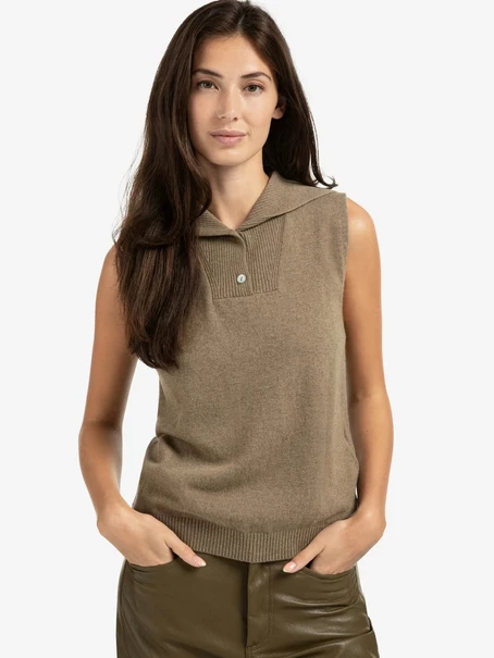YAYA Sleeveless sweater with collar