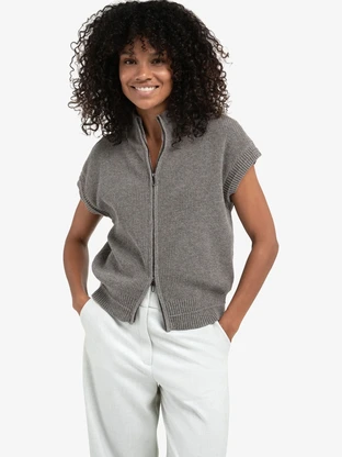 YAYA Sleeveless zip-up cardigan