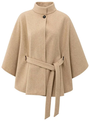 YAYA Soft woven poncho with collar