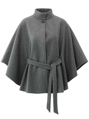 YAYA Soft woven poncho with collar
