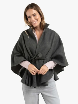 YAYA Soft woven poncho with collar