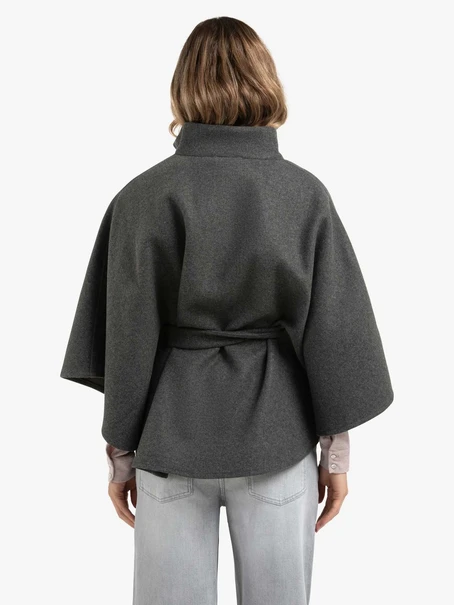 YAYA Soft woven poncho with collar