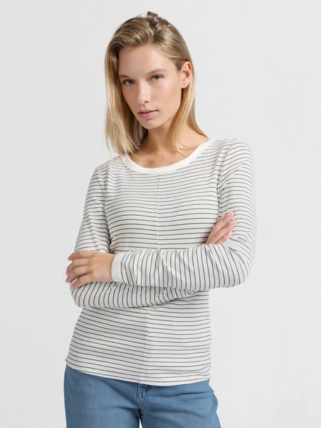 YAYA Striped long sleeve top with c