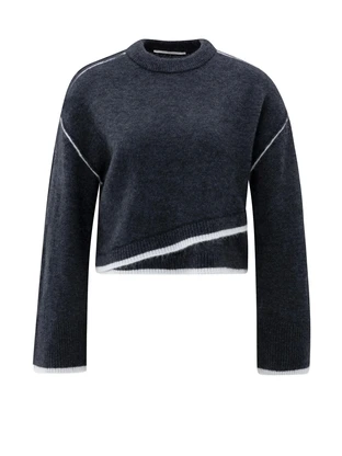 YAYA Sweater with contrast lines