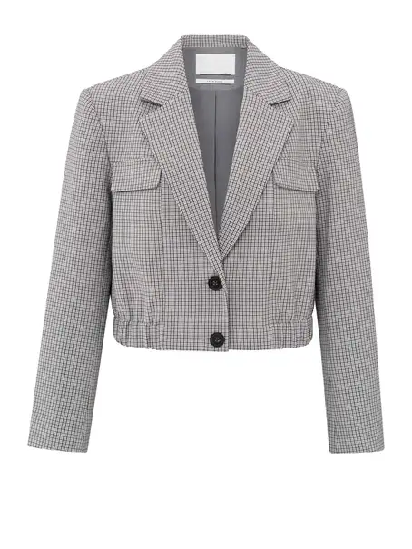 YAYA Woven checked short blazer jac