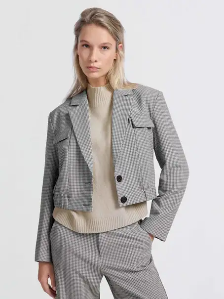 YAYA Woven checked short blazer jac