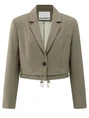 YAYA Woven cropped blazer with doub