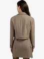 YAYA Woven cropped blazer with doub