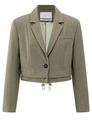 YAYA Woven cropped blazer with doub