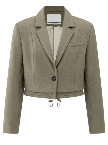 YAYA Woven cropped blazer with doub