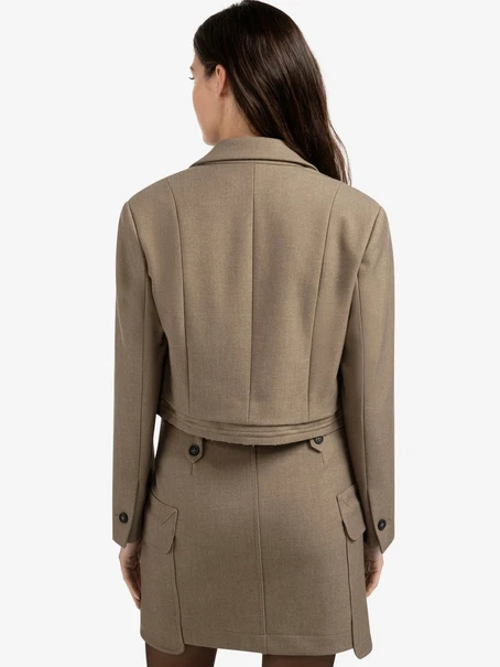 YAYA Woven cropped blazer with doub