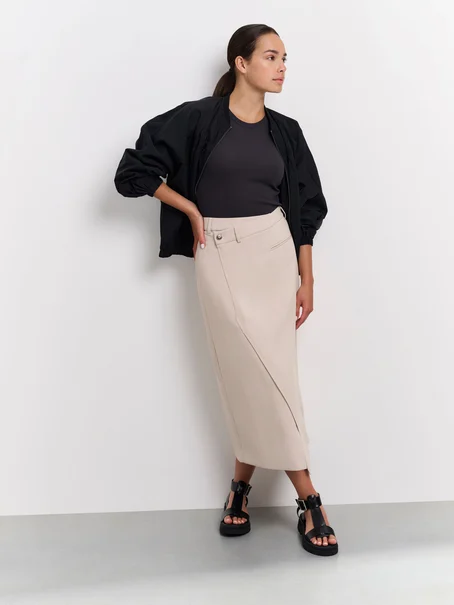 YAYA Woven melange midi skirt with