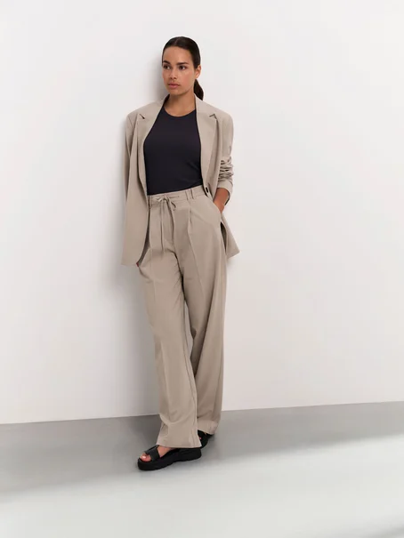 YAYA Woven pistripe wide leg trouse