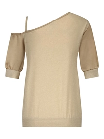 ZIP73 Top One Shoulder Gold